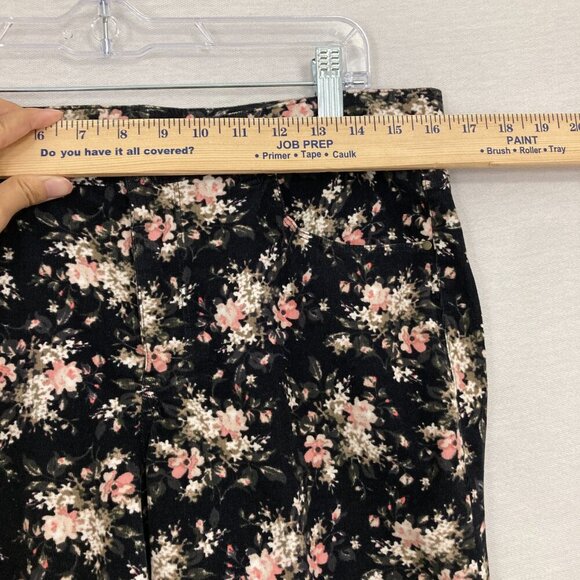 Club Monaco Black Multi Color Floral Corduroy Slim Pants size 10 - Picture 5 of 12